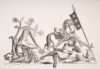 Woman under the Safeguard of Knighthood, etter en miniatyr sent på 1400-tallet i en latinsk salmebok, fra 